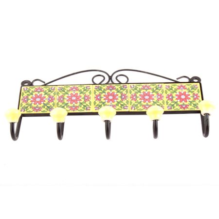 Yellow Red Sunflower Tiles Hooks
